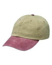 Adams Headwear Khaki/ Burgundy / OSFM Adams Headwear LP101 - Optimum Pigment-Dyed Dad Hat
