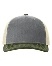 Richardson Heather Grey/ Birch/ Army Olive / Adjustable Richardson 112FP - Five-Panel Trucker Cap