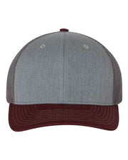 Richardson Heather Grey/ Charcoal/ Maroon / OSFM Richardson 112 - Snapback Trucker Cap