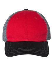 Richardson Red/ Charcoal/ Black / Adjustable Richardson 111 - Garment-Washed Trucker Cap