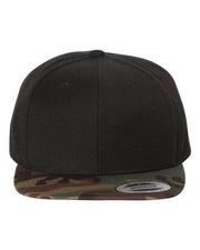 YP Classics Black/ Camo / Adjustable YP Classics 6089M - Premium Flat Bill Snapback Cap