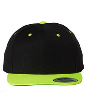 YP Classics Black/ Neon Green / Adjustable YP Classics 6089M - Premium Flat Bill Snapback Cap