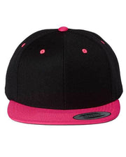 YP Classics Black/ Neon Pink / Adjustable YP Classics 6089M - Premium Flat Bill Snapback Cap