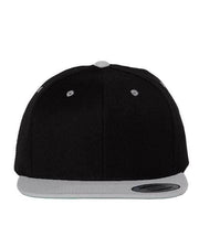 YP Classics Black/ Silver / Adjustable YP Classics 6089M - Premium Flat Bill Snapback Cap