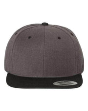 YP Classics Dark Heather/ Black / Adjustable YP Classics 6089M - Premium Flat Bill Snapback Cap