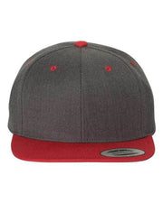 YP Classics Dark Heather/ Red / Adjustable YP Classics 6089M - Premium Flat Bill Snapback Cap