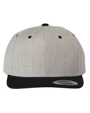 YP Classics Heather/ Black / Adjustable YP Classics 6089M - Premium Flat Bill Snapback Cap