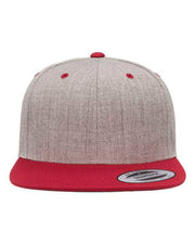 YP Classics Heather Grey/ Red / Adjustable YP Classics 6089M - Premium Flat Bill Snapback Cap